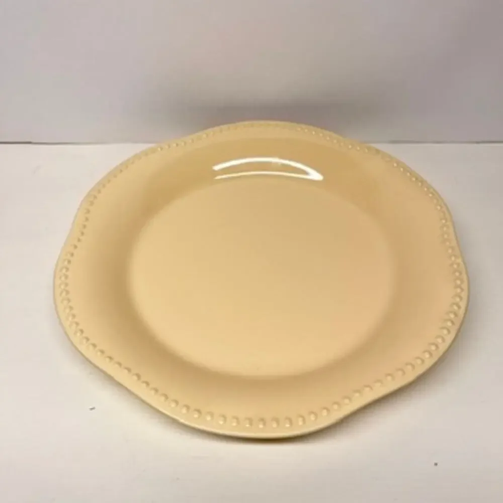 Pottery Barn Emma Beaded Hobnail Rim Scalloped Yellow Serving Platter 12.5in